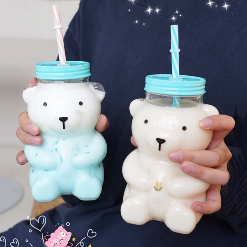 Bear Milk Glass Drinking Straw