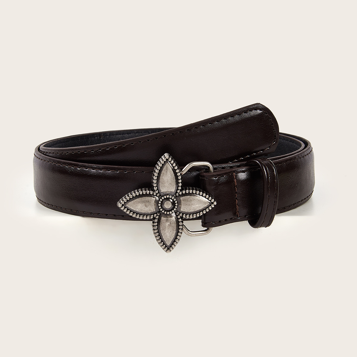 Simple Retro Metal Flower Snap Belt - Image 2
