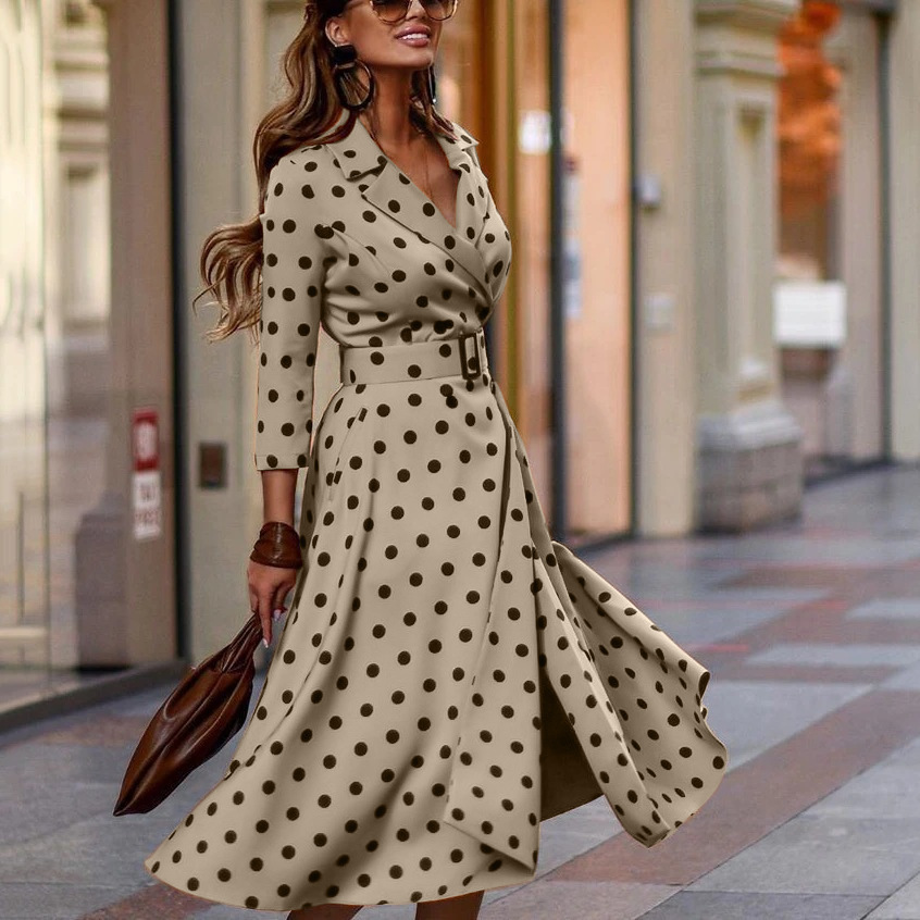 Casual Temperament Waist Repair Button Dress