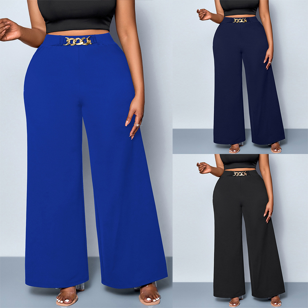 Plus Size Metal Buckle Trousers