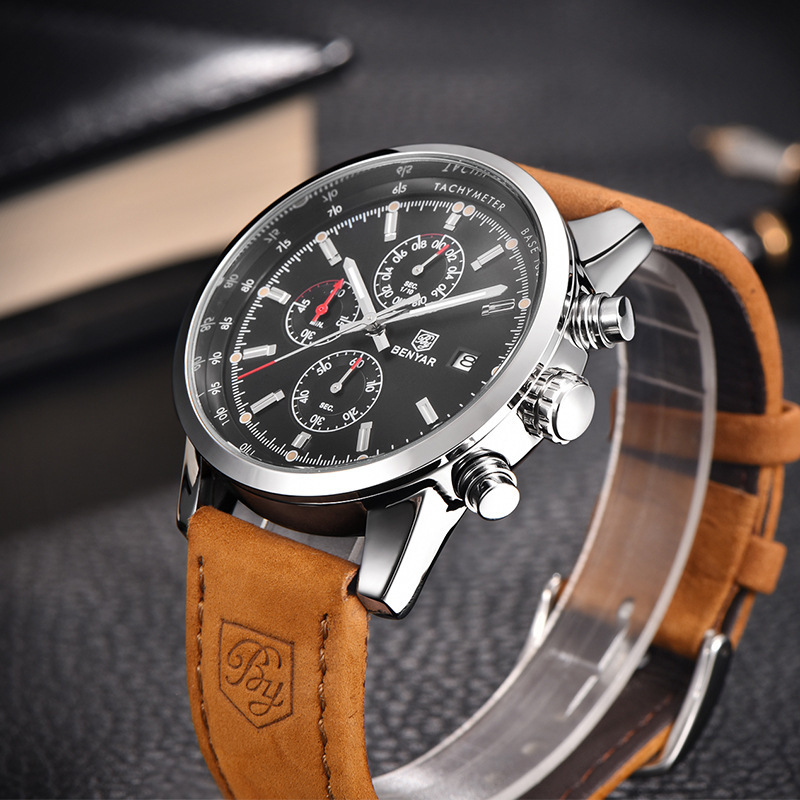 Luxury Fashion Casual Men Leather Watch - Image 2