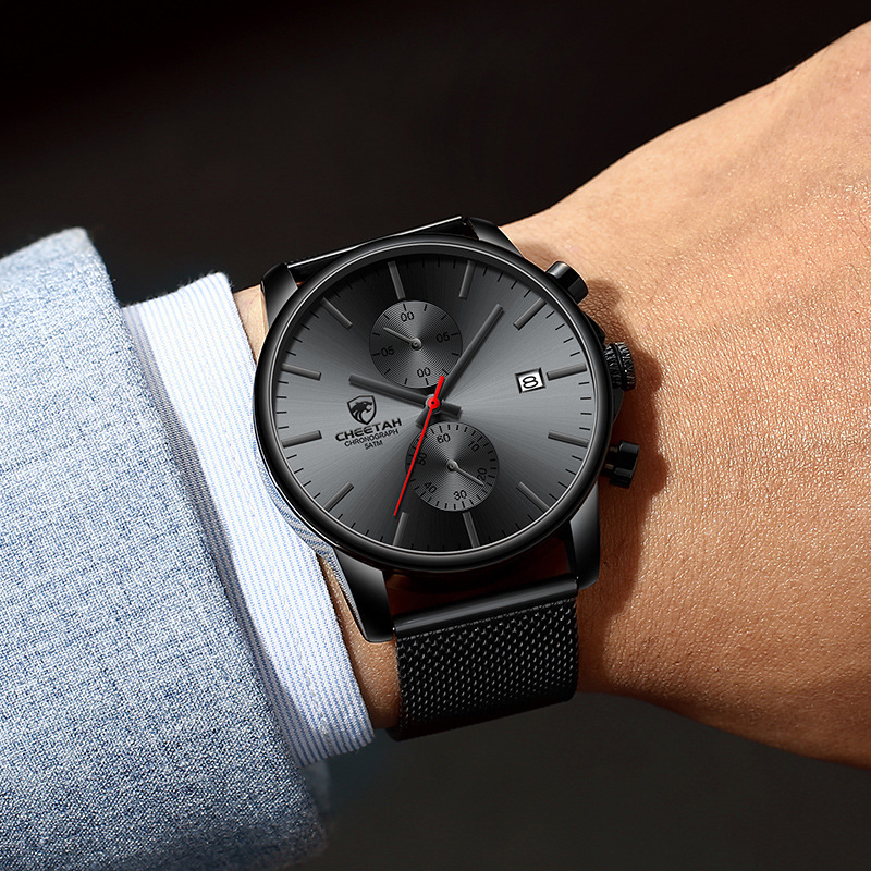 Business Casual Mesh Strap Calendar Watch