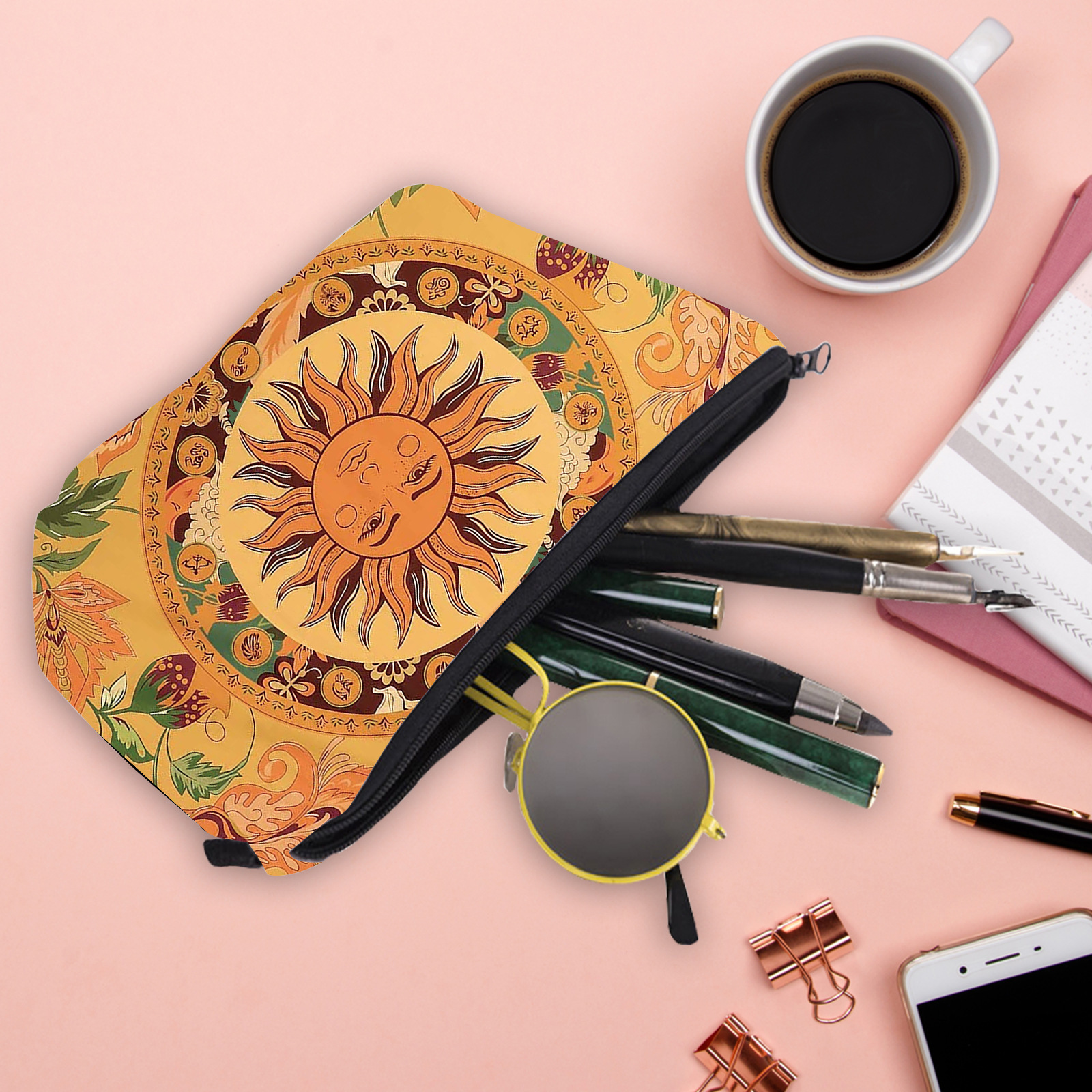 Sunflower Pattern Cosmetic Bag