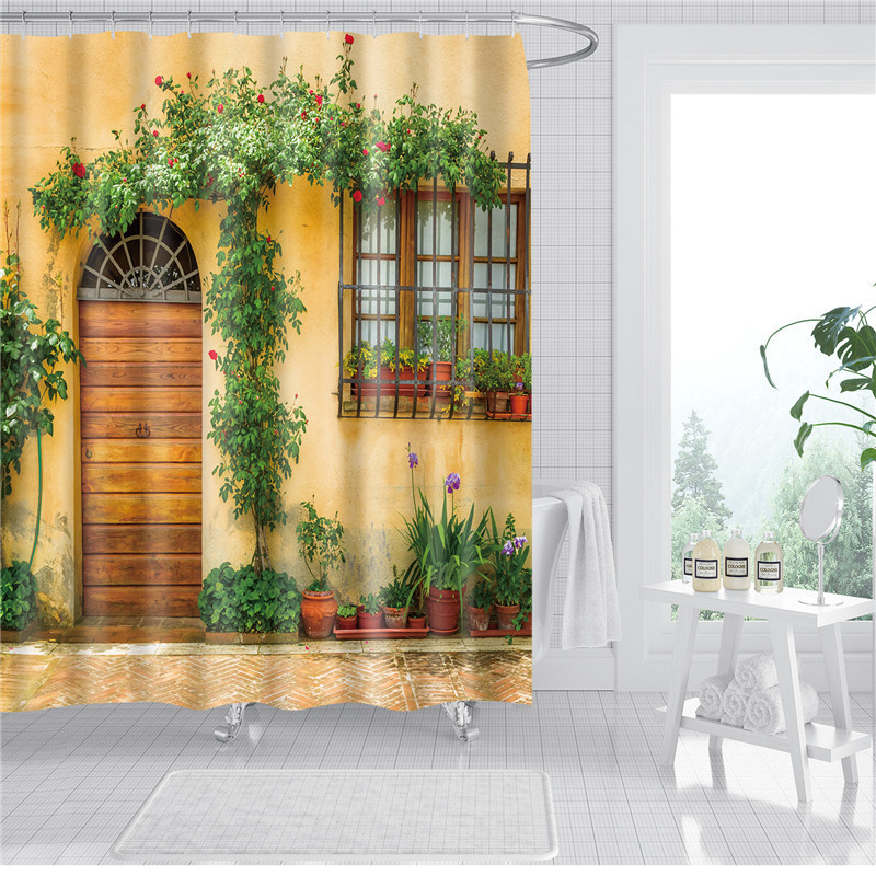 Waterproof Garden Flowers Scenery Shower Curtain - Image 2