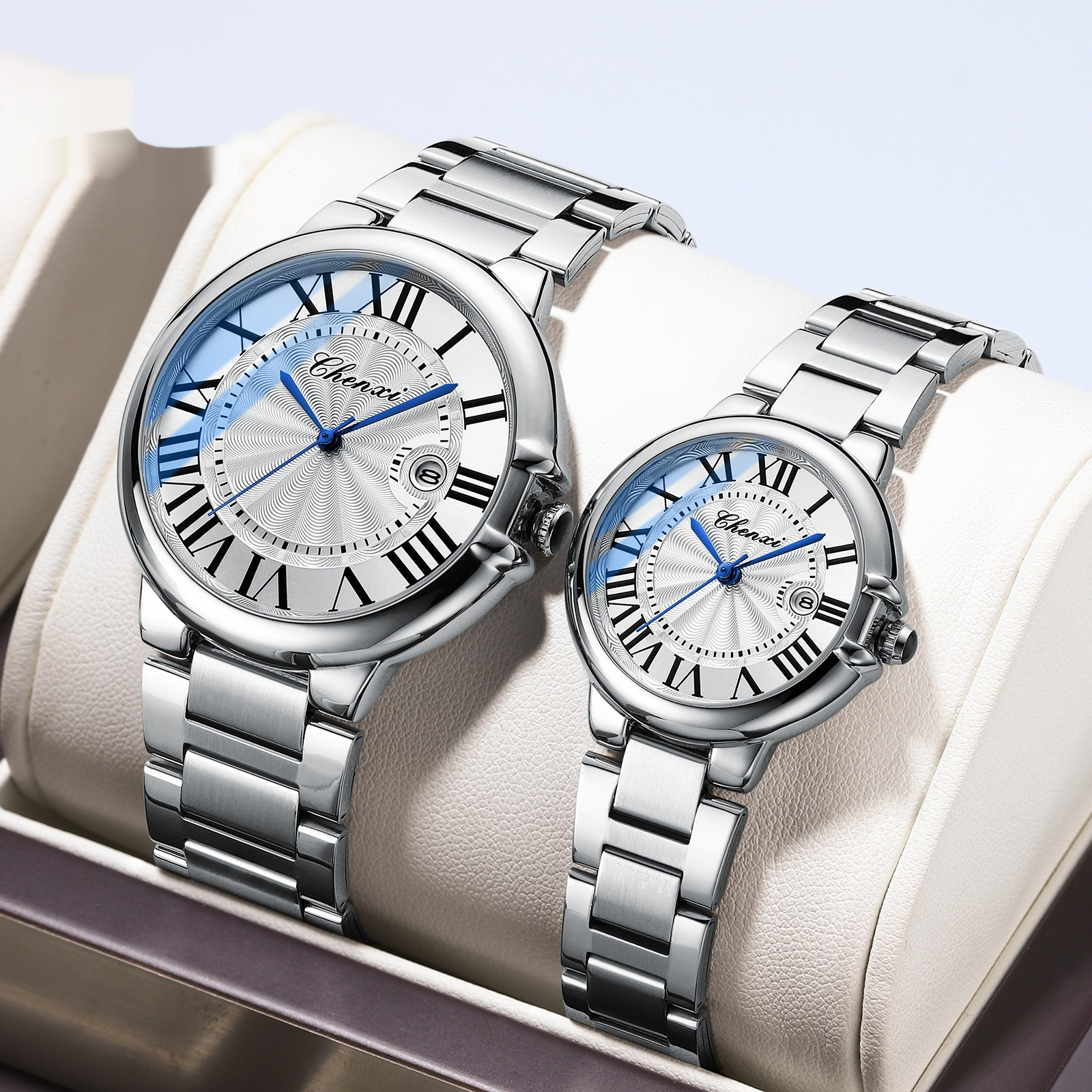 Waterproof Classic Luminous Roman Calendar Steel Belt