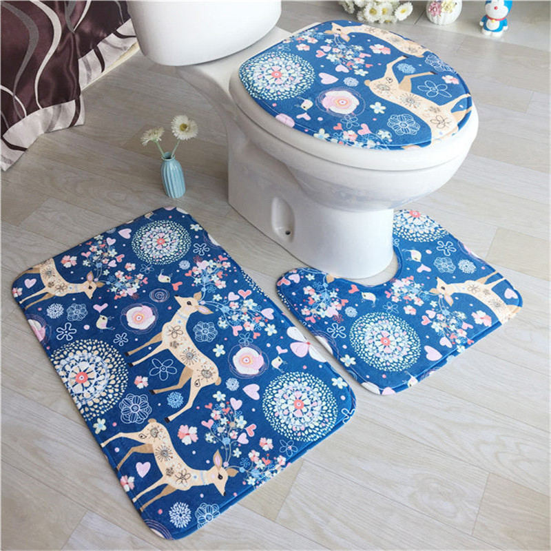 Three-Piece Absorbent Whale Printed Bath Mat - Image 2