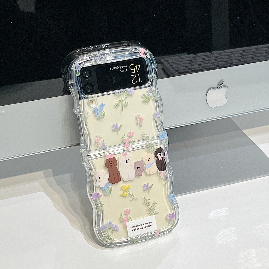Floral Puppy Folding Phone Case - Image 5