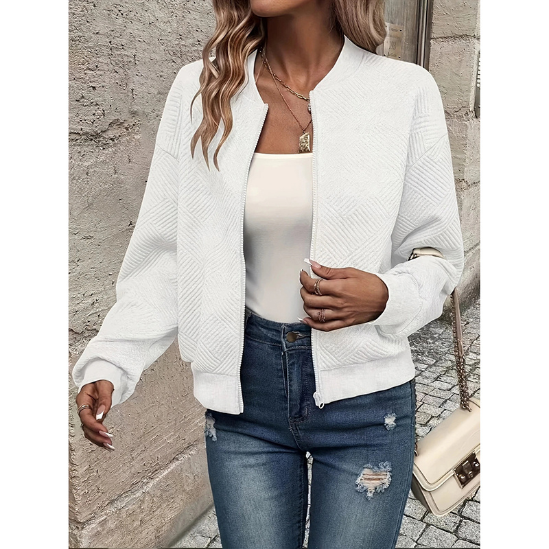Stand Collar Zip Up Bomber Jacket