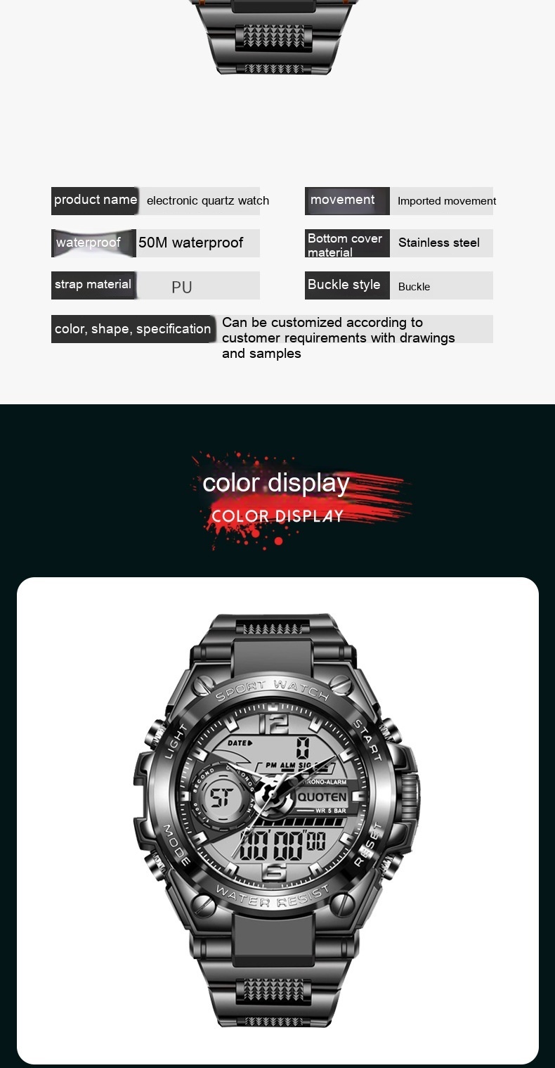 Waterproof Sports Electronic Quartz Watch - Image 9