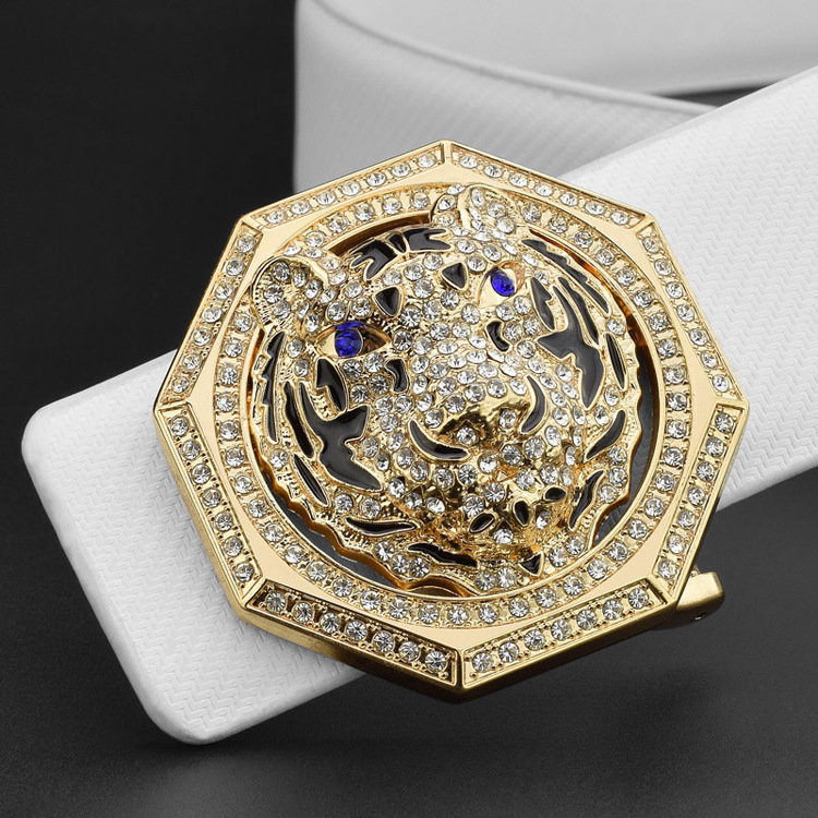 Zodiac Tiger Head Belt Men's Leather Smooth Buckle - Image 7