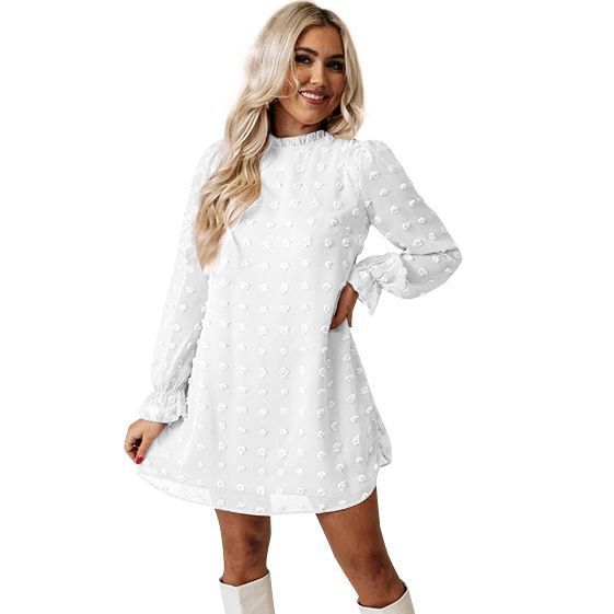 Long-sleeved Bubble Lace Collar Dress Women - Image 8