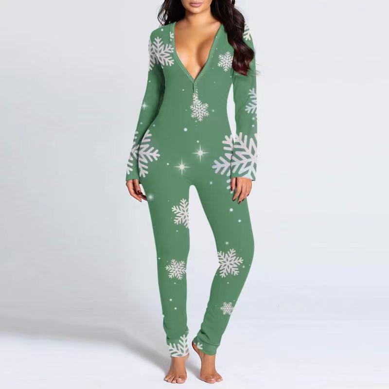 Printed Button Tight Jumpsuit For Women - Image 5