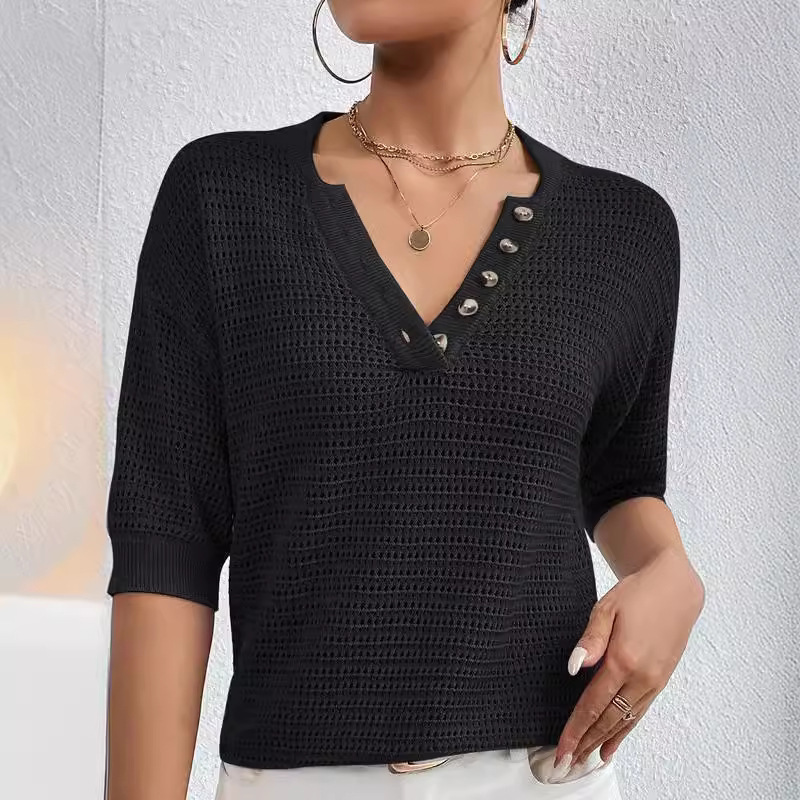 V-neck Hollow Knitwear - Image 4
