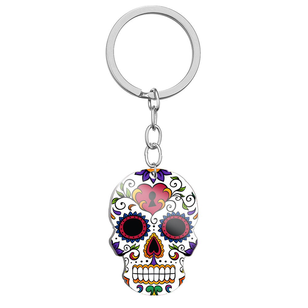 Day Of The Dead Skull Color Printing Key Ring - Image 8