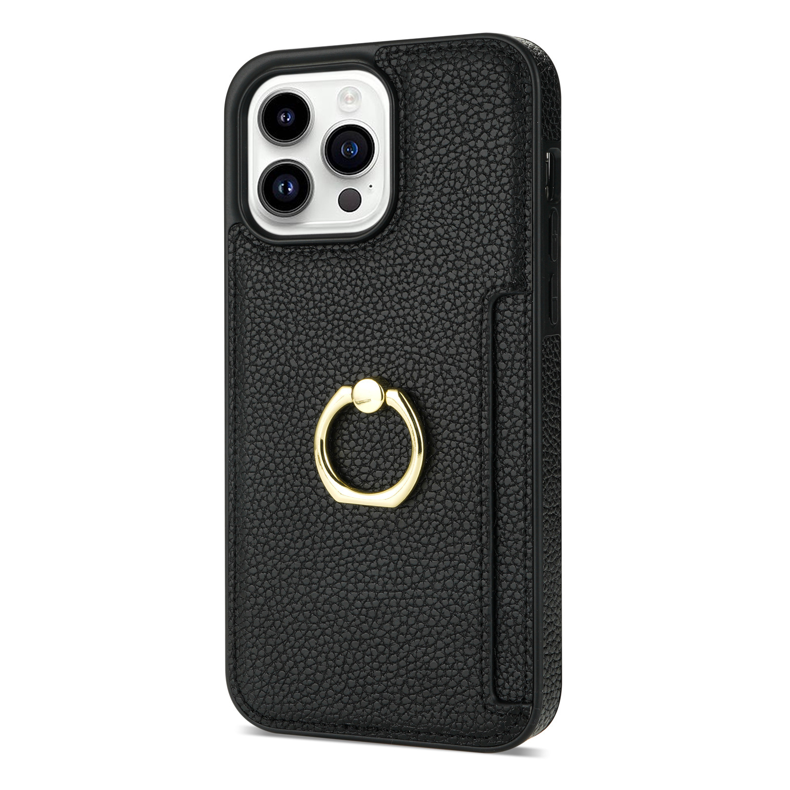 Litchi Pattern Ring Bracket Anti-fall Phone Case - Image 10