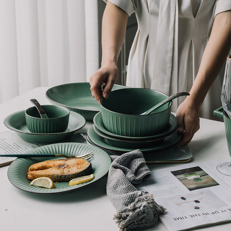 Ceramic Green Bowl And Tableware Set - Image 10