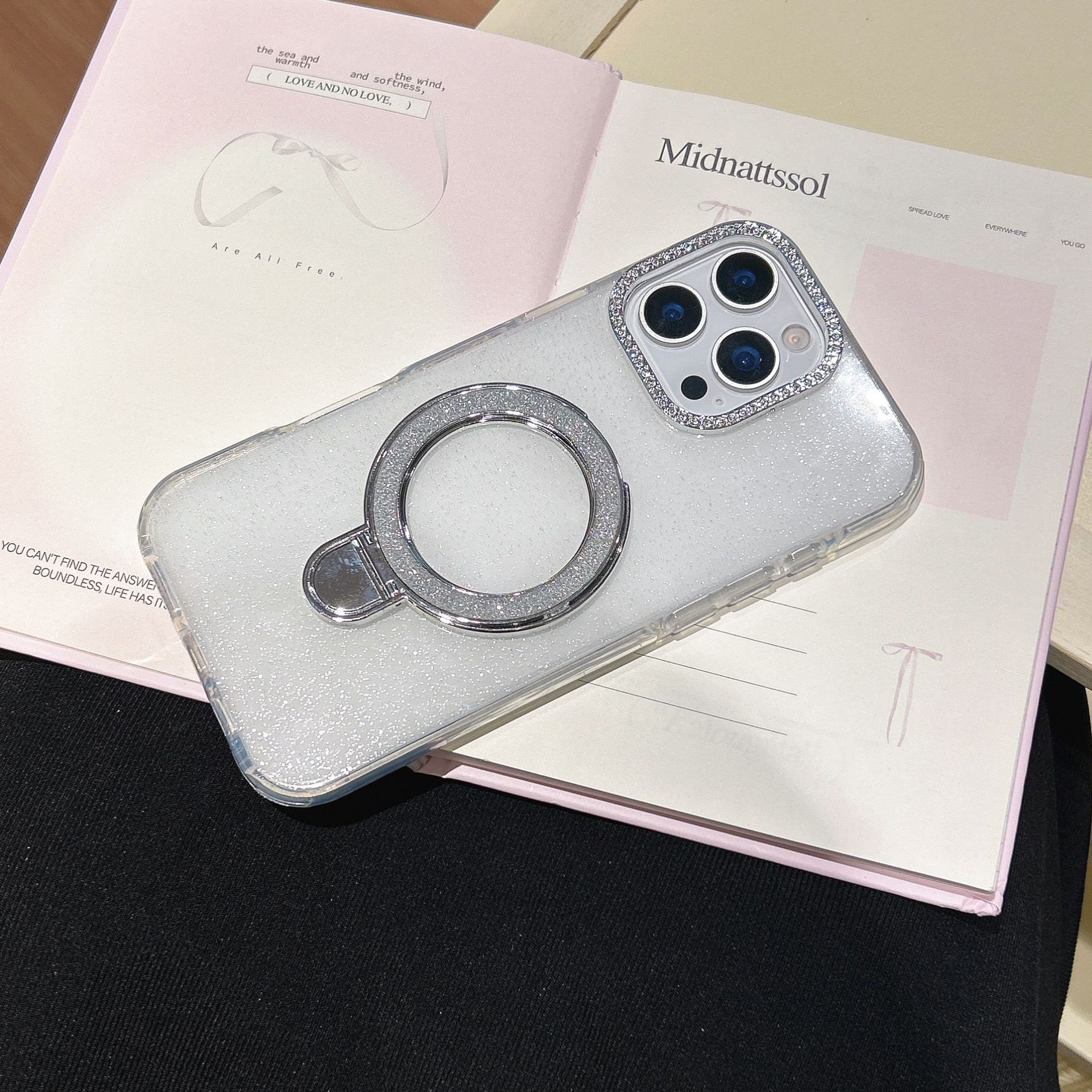 Epoxy Gradient Glitter With Rotating Bracket Mobile Phone Cases - Image 8