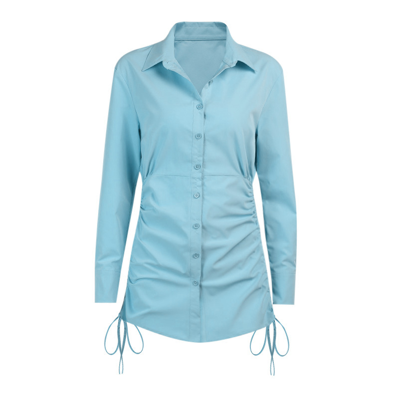 Drawstring Single Breasted Shirt Dress - Image 2