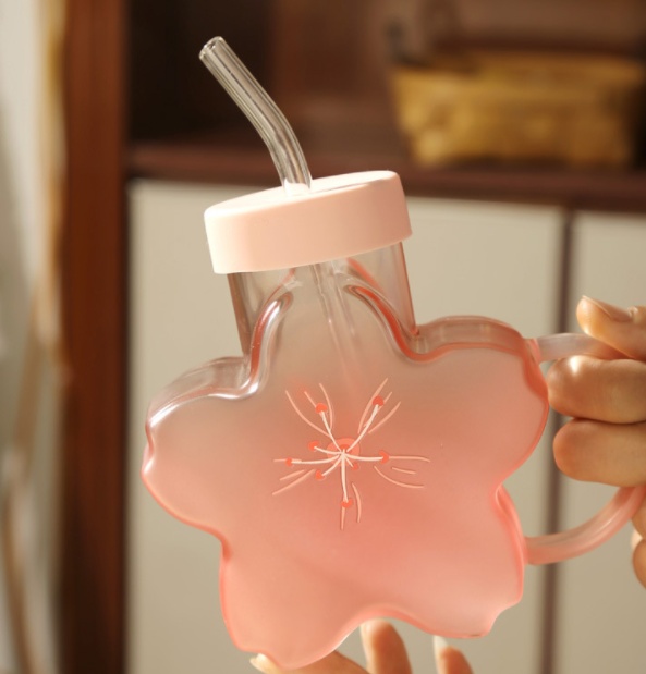 Three-Dimensional Flower Glass Straw Cup - Image 4
