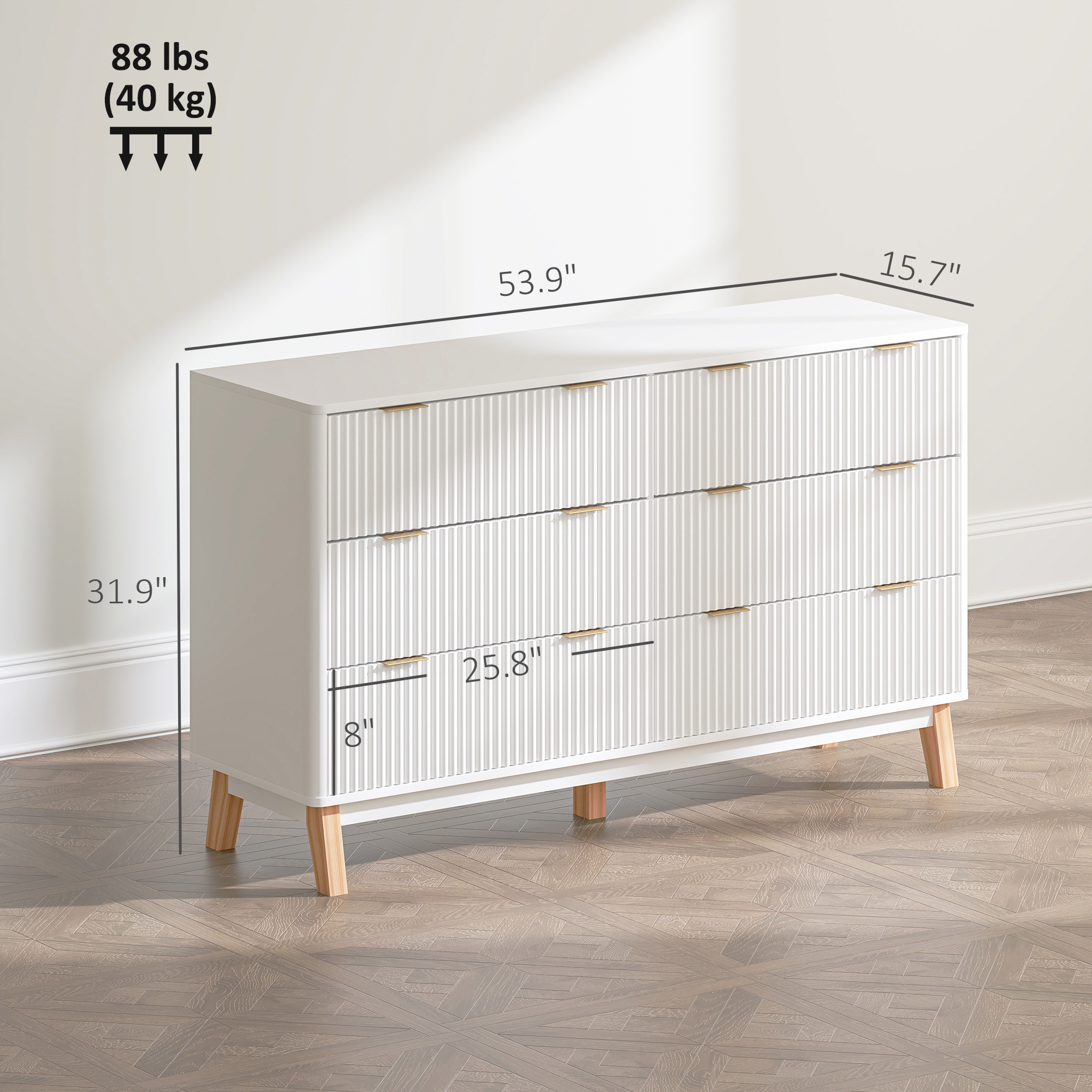 6 Drawer Double Dresser for Bedroom - Image 5