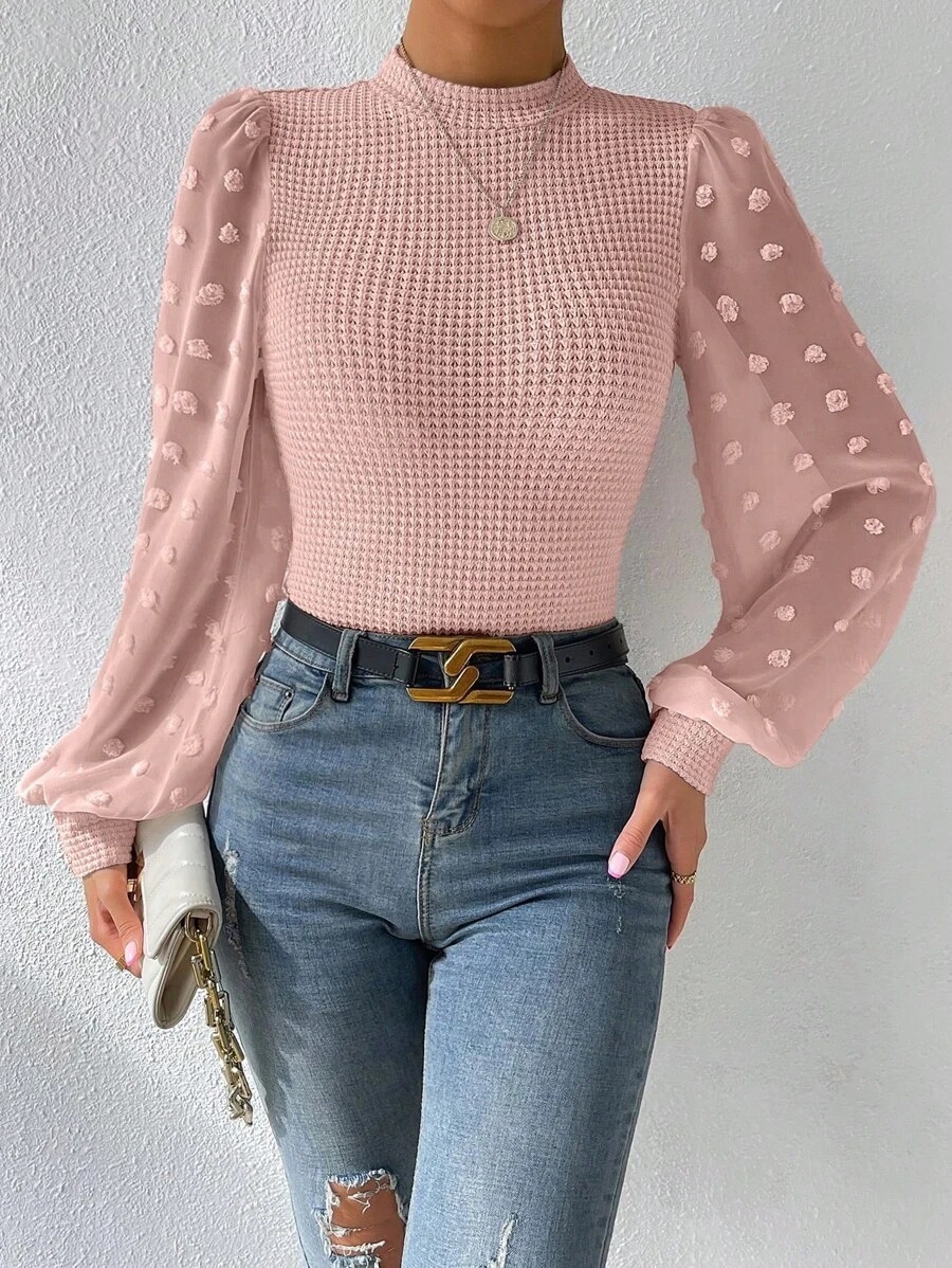 Knitwear Round Neck Stitching Long Sleeve - Image 9