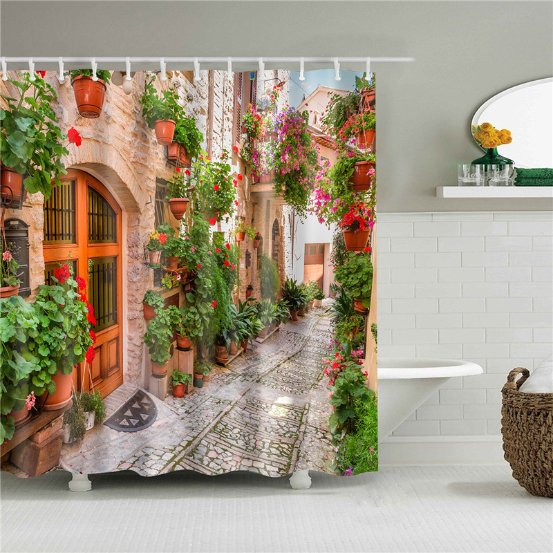 Waterproof Garden Flowers Scenery Shower Curtain - Image 9