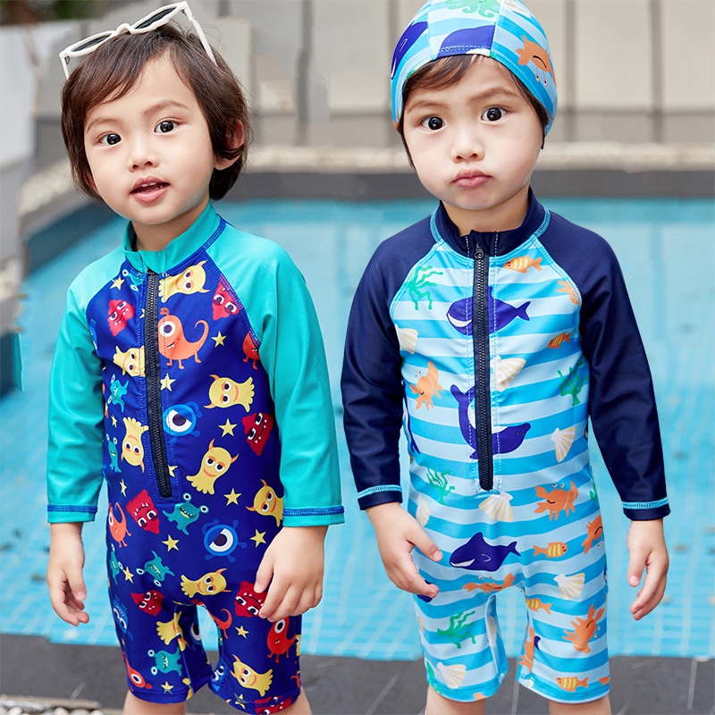 Children's One-Piece Fish Printed Swimsuit