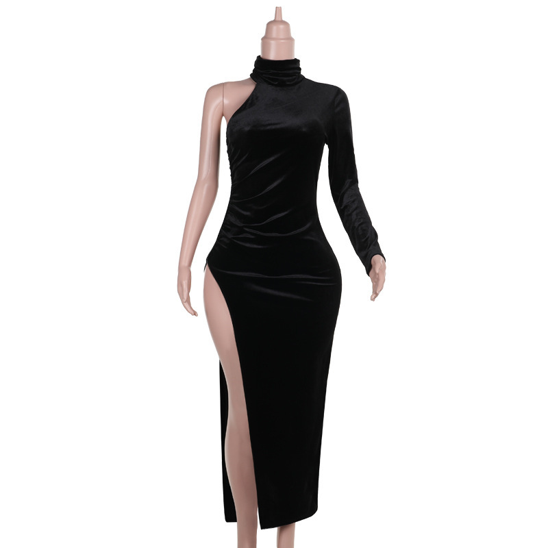 Women's Fashion Velvet Long Sleeves Dress - Image 4