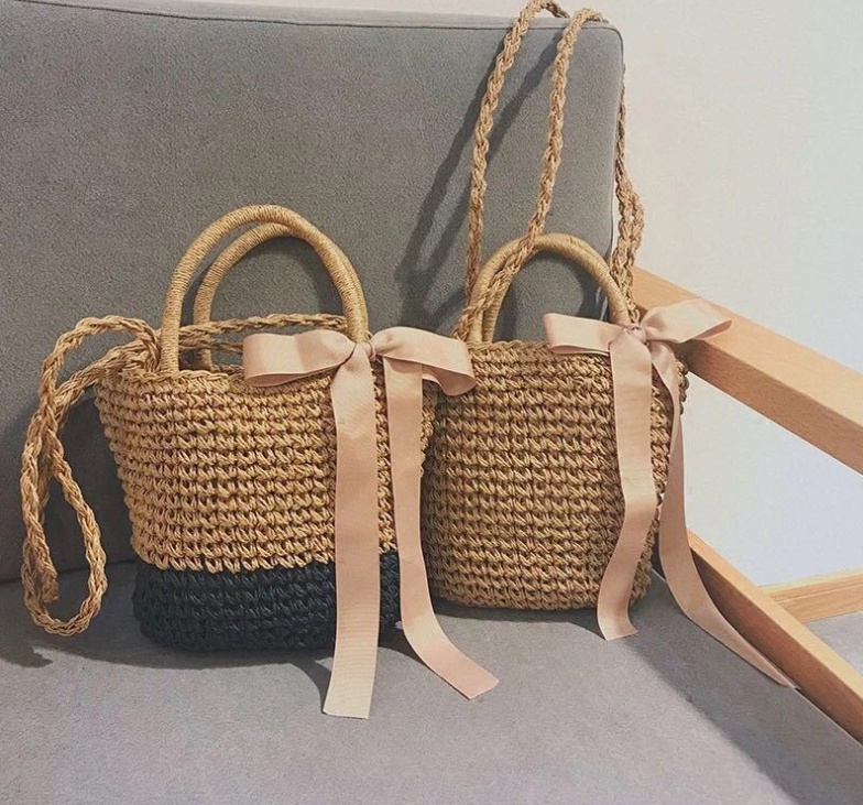 Portable Woven Straw Beach Shoulder Bag