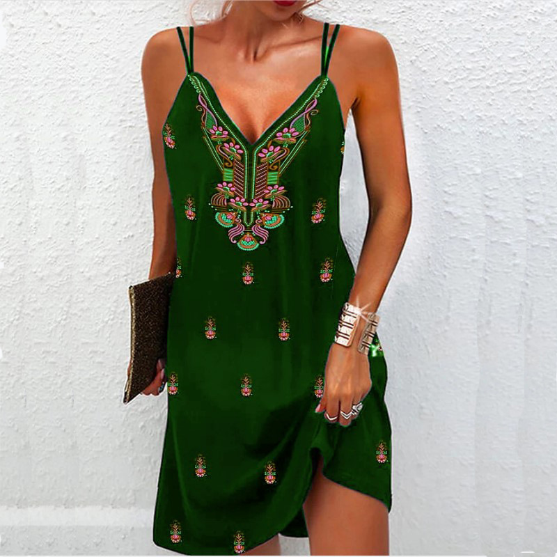 Women's Summer Boho V Neck Dress - Image 2