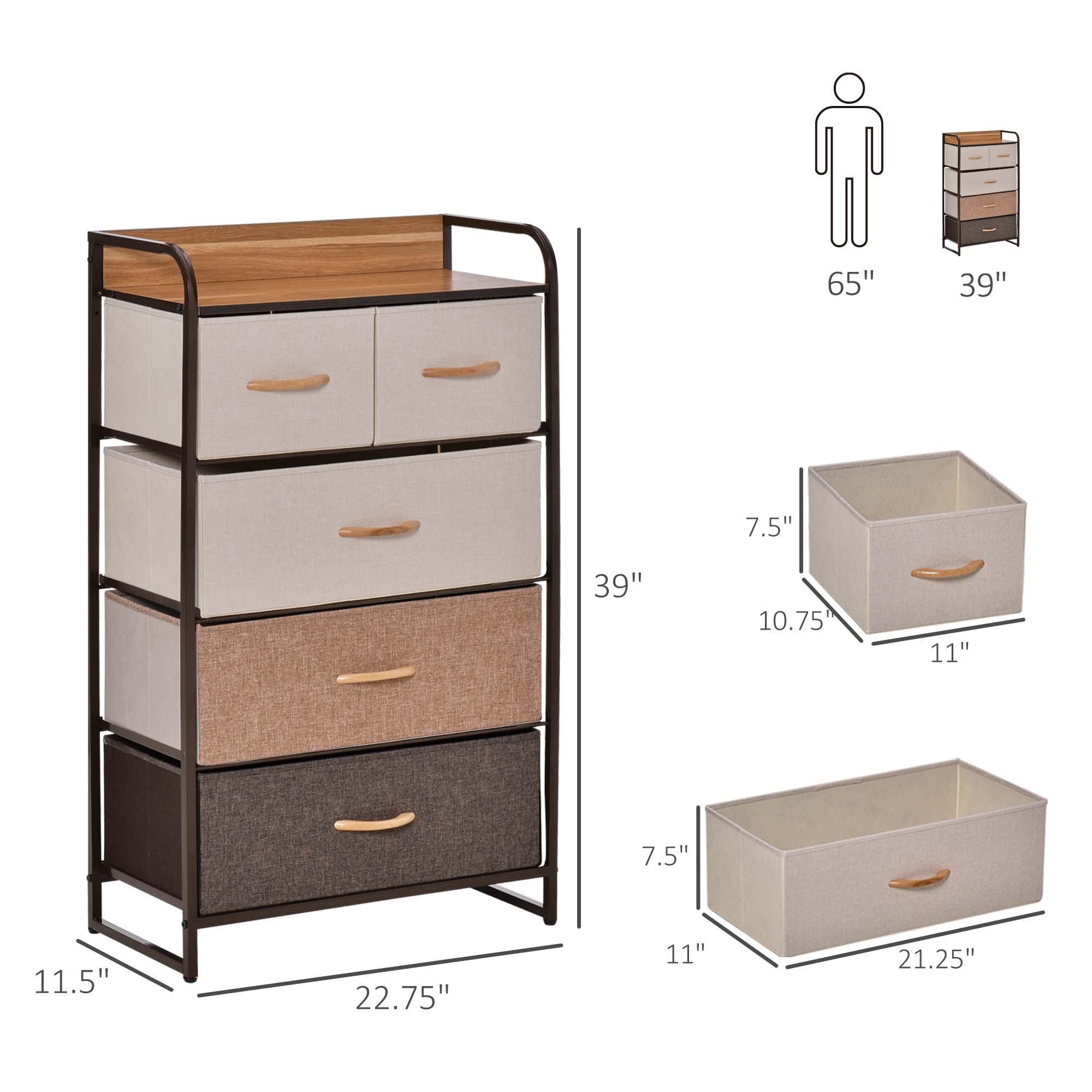 5-Chest of Drawers Tower Organizer with Frame - Image 6