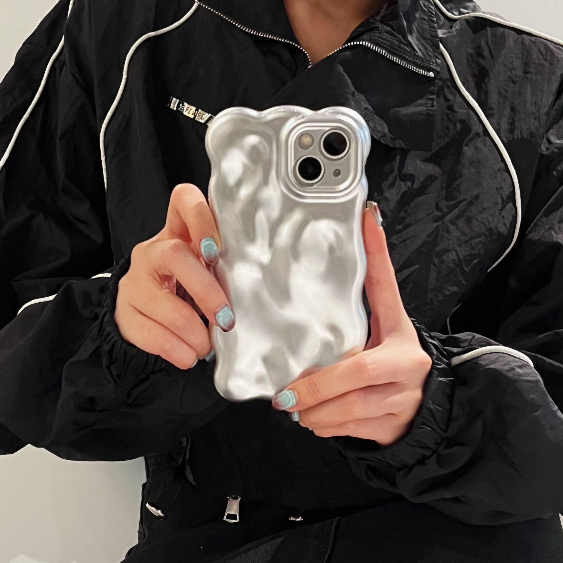 Matte Silver Bubble Phone Case