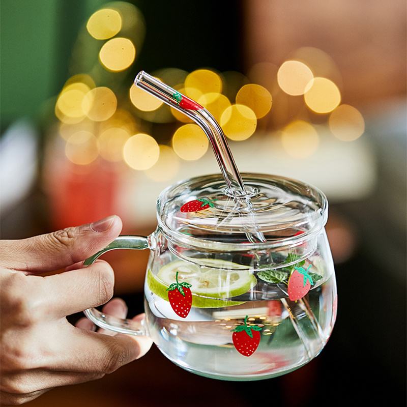 Strawberry Straw Cup Glass