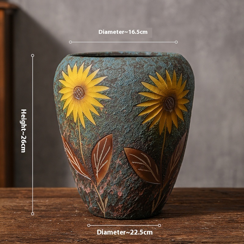 Sunflower Vintage Ceramic Vase - Image 7
