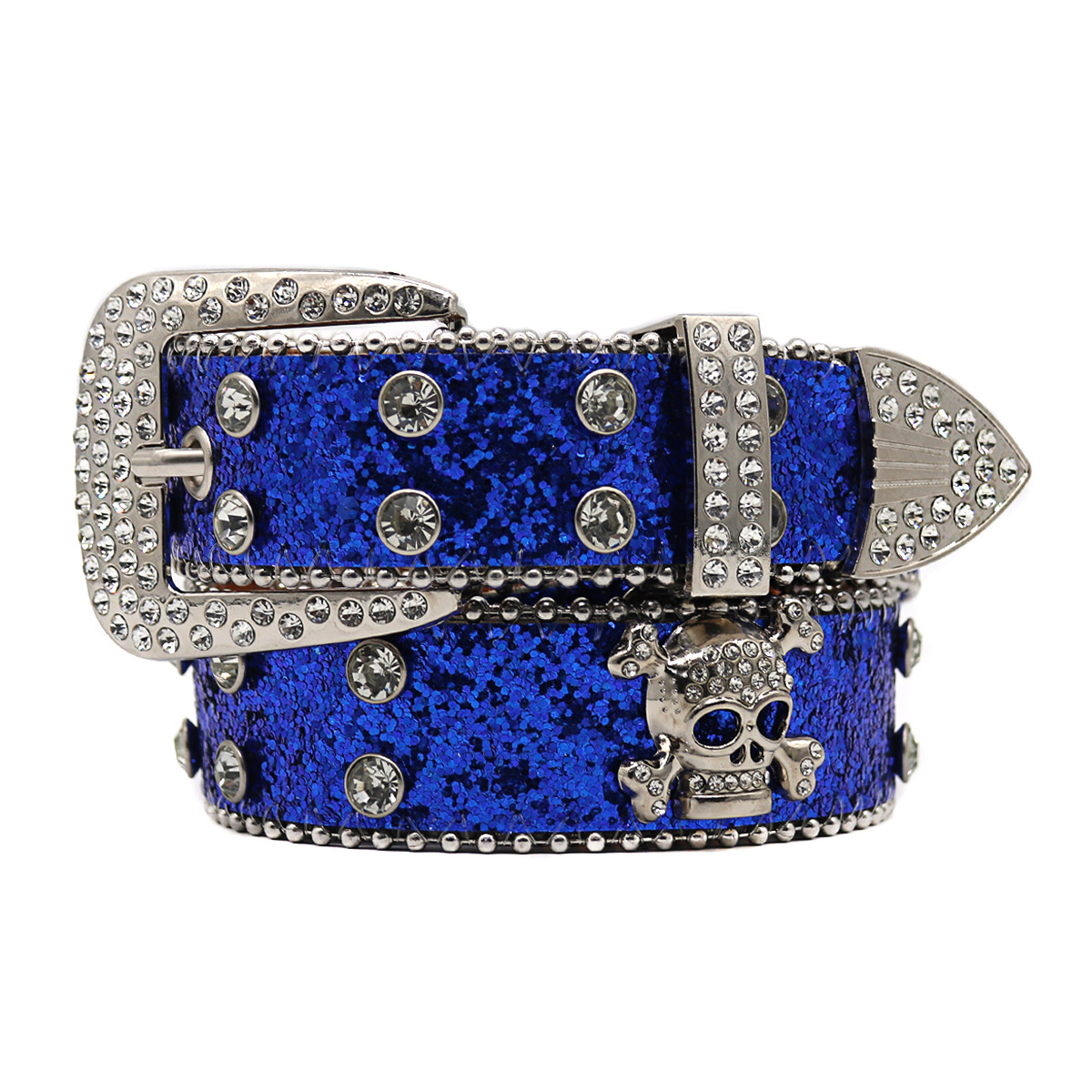 Rhinestone Skull Wide Belt Men - Image 3