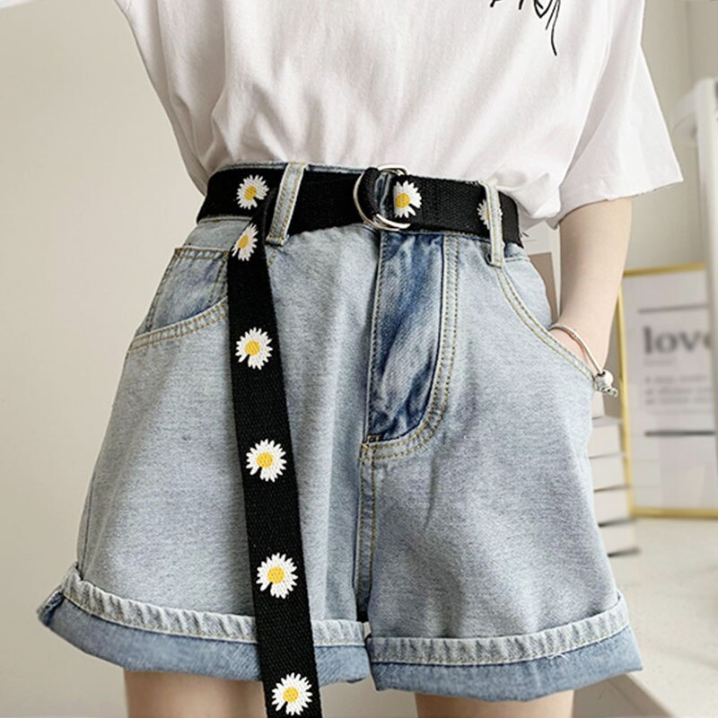 Daisy Print Nylon Canvas Belt