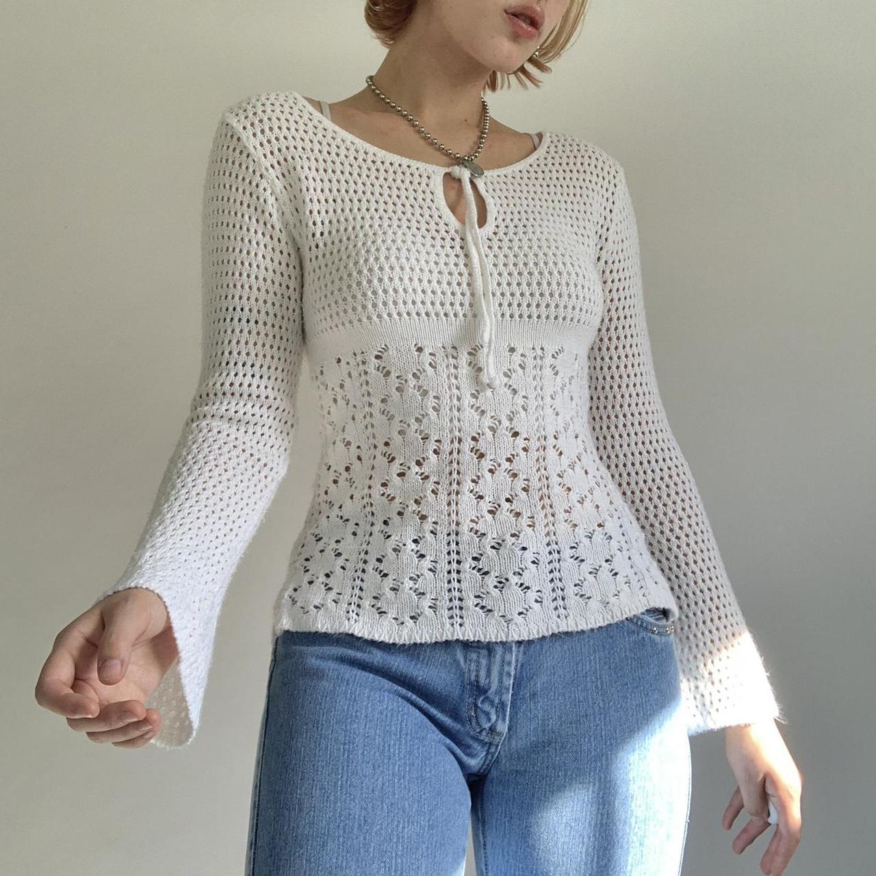 Round Neck Long Sleeve Hollow Knitwear