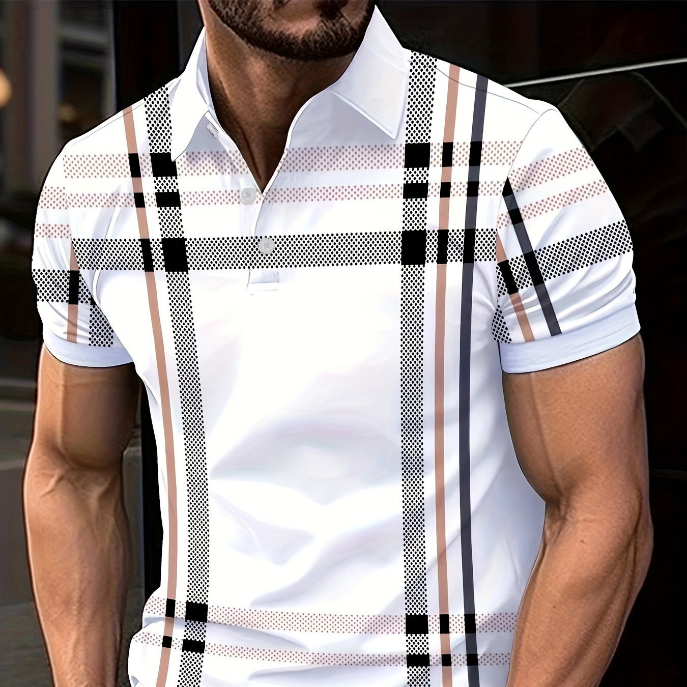 3D Digital Printing Lapel Short Sleeve Pullover