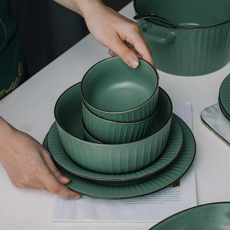 Ceramic Green Bowl And Tableware Set - Image 6