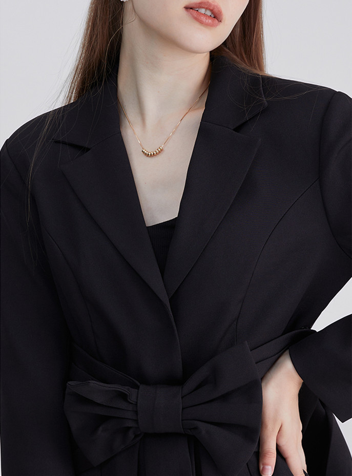 French Little Fragrant Bowknot Black Dress - Image 2