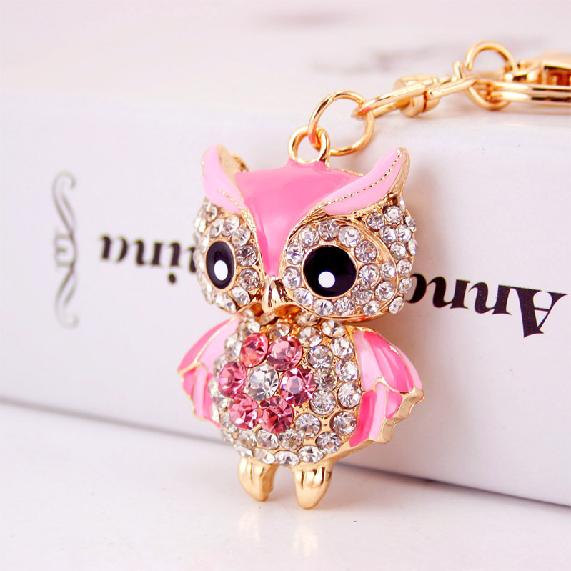 Creative Diamond Inlaid Owl Car Keychain Pendant