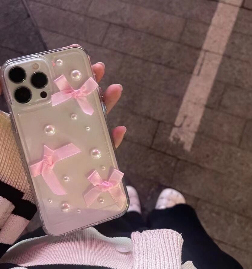 Transparent 3D Pearl Bow Phone Case - Image 8