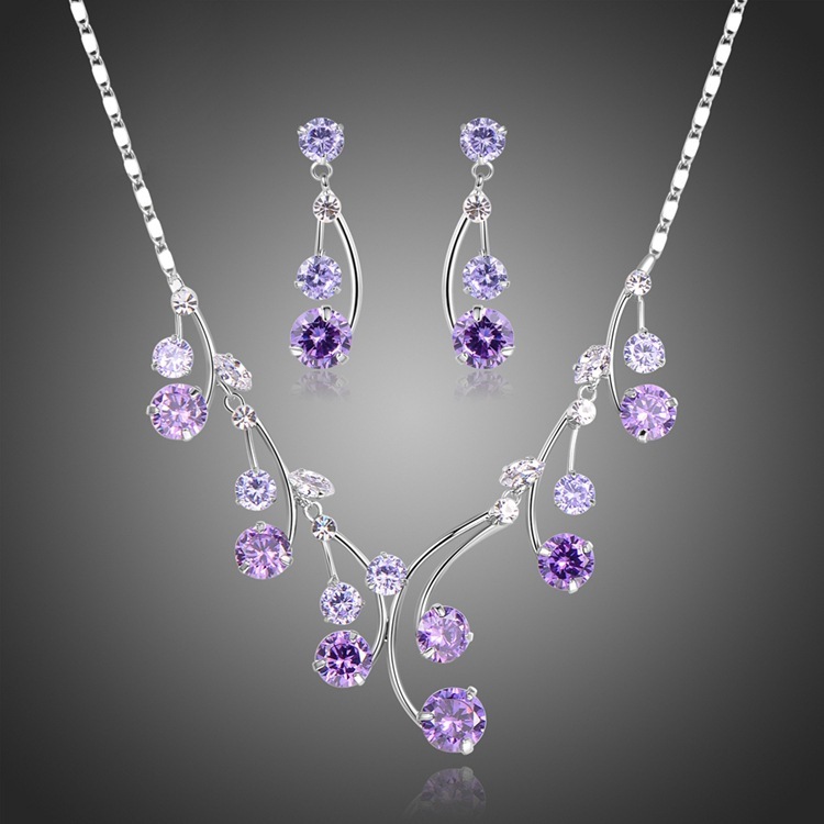Purple Rhinestone Diamond Jewelry Set - Image 4