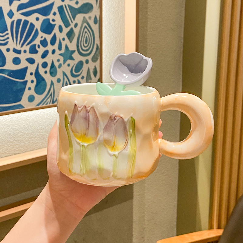 Ins Cute Tulip Ceramic Mug - Image 2