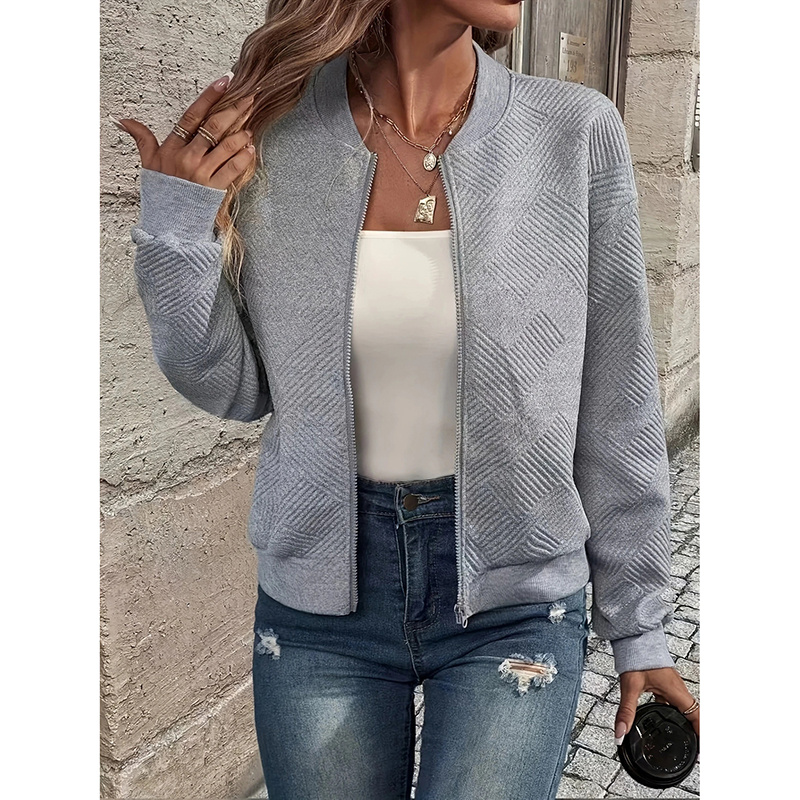 Stand Collar Zip Up Bomber Jacket - Image 9