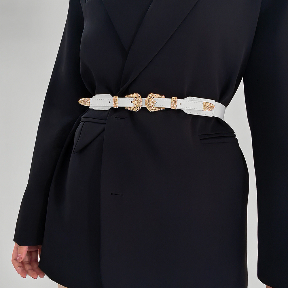 Retro Women's Thin Black Belt - Image 2