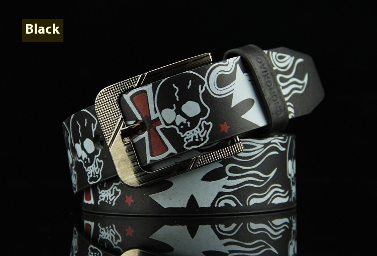 Leather Pin Buckle Men's Skull Casual Belt - Image 6