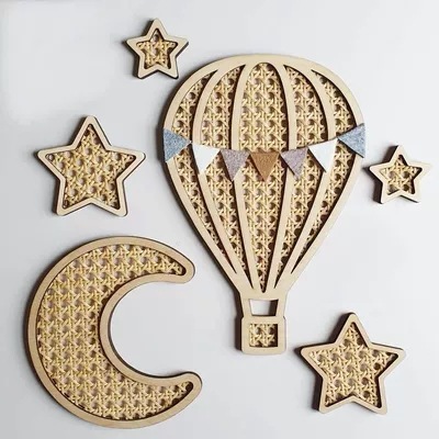 Wooden Rattan Hot Air Balloon Wall Decoration - Image 5