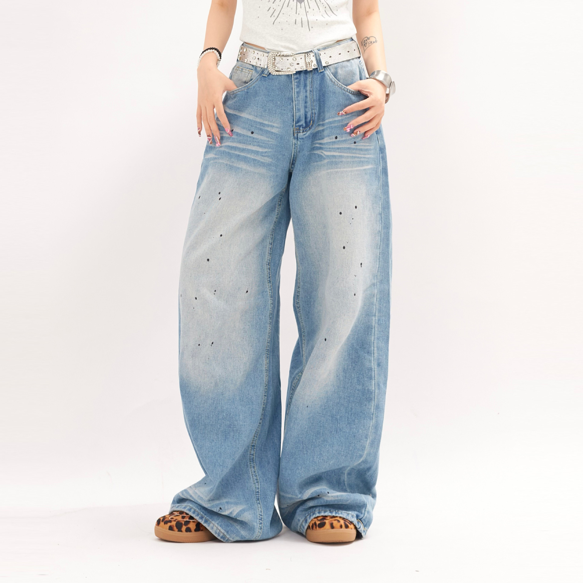 Gradient Loose Wide Leg Jeans