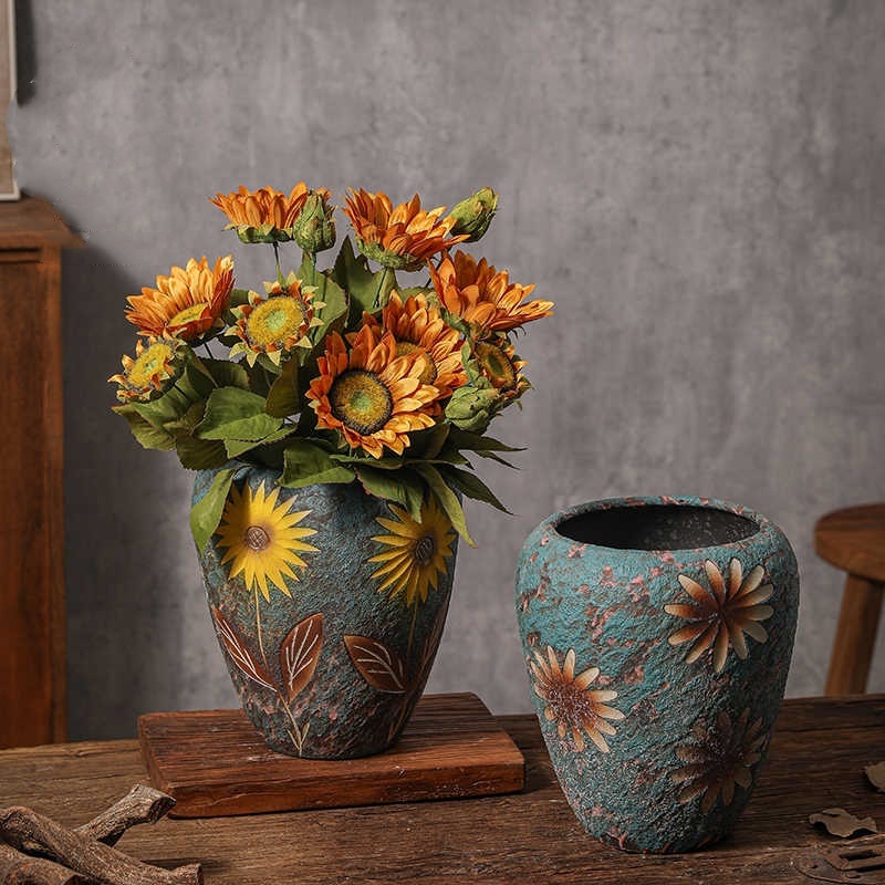 Sunflower Vintage Ceramic Vase - Image 2